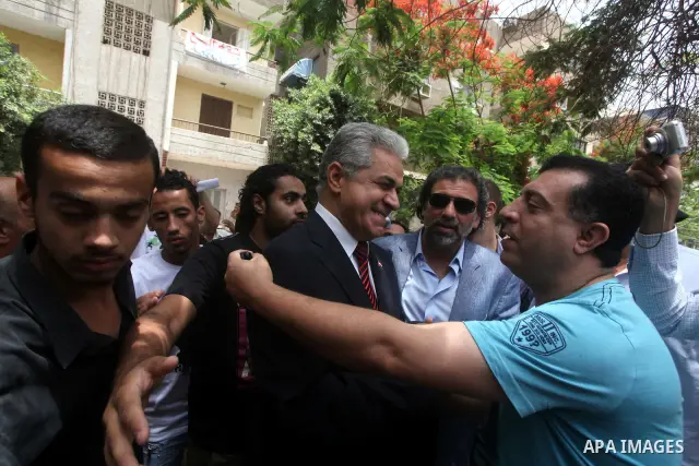 Egyptian presidential candidate Hamdeen Sabahi after casting his ballot during the first round of Egypt's presidential elections, at a polling station in Cairo, Egypt, 23 May 2012. Egyptian voters, on 23 May, queued at p...