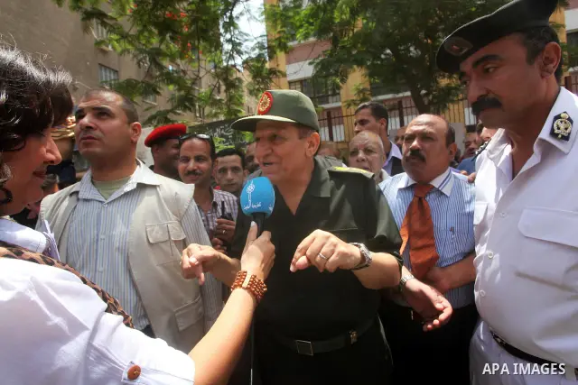 Magor Samer Anan Egyptian army commander, and deputy Marshal Tantawi talks to the press on the second day of the presidential elections in Cairo, Egypt, 24 May 2012. on the first Presidential election since the ouster of...