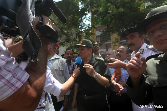 Magor Samer Anan Egyptian army commander, and deputy Marshal Tantawi talks to the press on the second day of the presidential elections in Cairo, Egypt, 24 May 2012. on the first Presidential election since the ouster of...