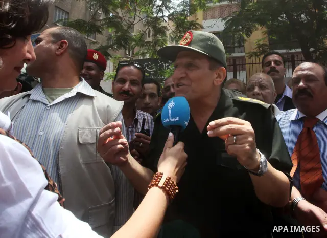 Magor Samer Anan Egyptian army commander, and deputy Marshal Tantawi talks to the press on the second day of the presidential elections in Cairo, Egypt, 24 May 2012. on the first Presidential election since the ouster of...
