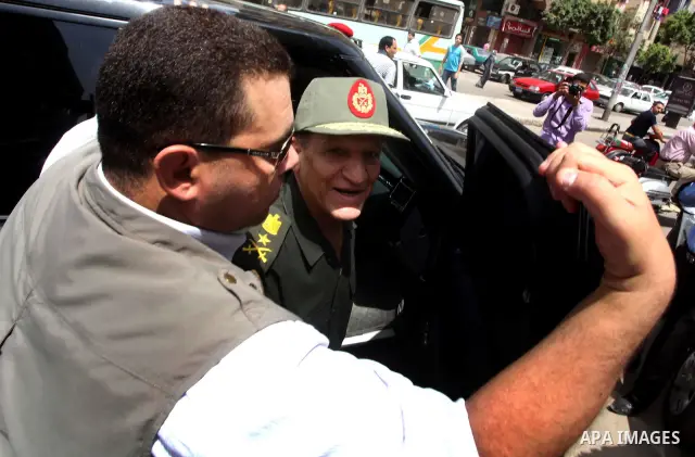 Magor Samer Anan Egyptian army commander, and deputy Marshal Tantawi talks to the press on the second day of the presidential elections in Cairo, Egypt, 24 May 2012. on the first Presidential election since the ouster of...