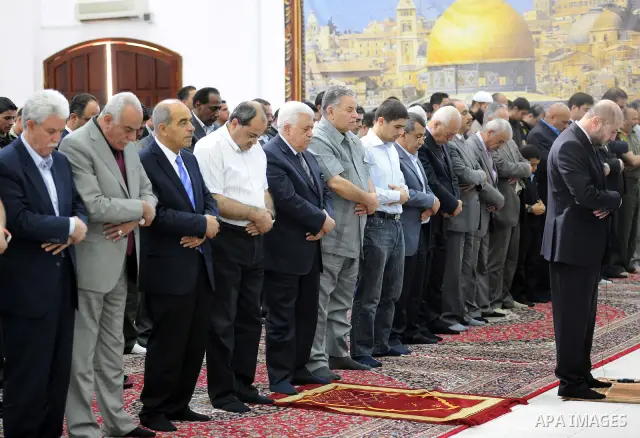 Palestinian President Mahmoud Abbas (Abu Mazen )during the friday prayers in the West Bank city of Ramallah, on May 25,2012. Photo by Thaer Ganaim