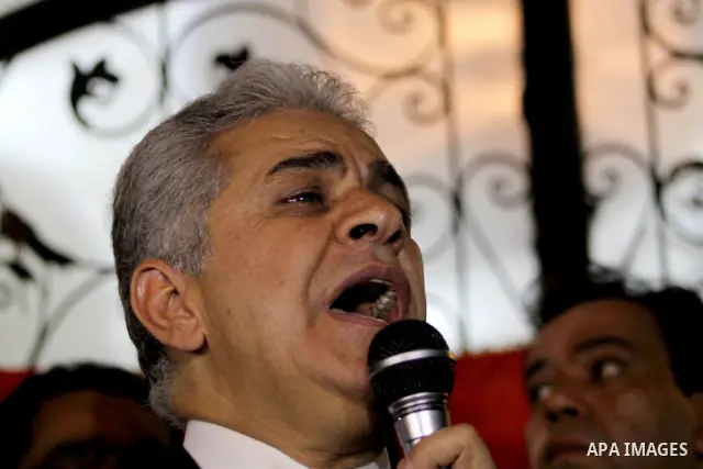 Egyptian presidential candidate Hamdeen Sabahi comments on the Egyptian election result at a press conference at his campaign headquarters in Cairo Egypt, Saturday, May 26, 2012. Of 13 candidates running for the presiden...