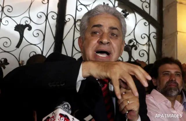 Egyptian presidential candidate Hamdeen Sabahi comments on the Egyptian election result at a press conference at his campaign headquarters in Cairo Egypt, Saturday, May 26, 2012. Of 13 candidates running for the presiden...
