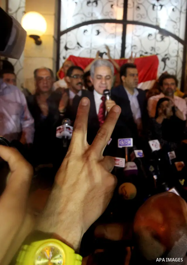 Egyptian presidential candidate Hamdeen Sabahi comments on the Egyptian election result at a press conference at his campaign headquarters in Cairo Egypt, Saturday, May 26, 2012. Of 13 candidates running for the presiden...