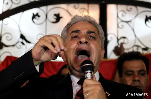 Egyptian presidential candidate Hamdeen Sabahi comments on the Egyptian election result at a press conference at his campaign headquarters in Cairo Egypt, Saturday, May 26, 2012. Of 13 candidates running for the presiden...