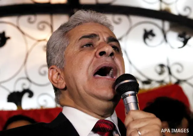 Egyptian presidential candidate Hamdeen Sabahi comments on the Egyptian election result at a press conference at his campaign headquarters in Cairo Egypt, Saturday, May 26, 2012. Of 13 candidates running for the presiden...