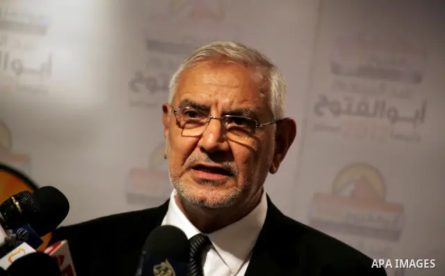 Egyptian presidential candidate Abdel-Moneim Abolfotoh speaks at a press conference in Cairo, Egypt, Monday, May 28, 2012. Three top candidates in Egypt's presidential race have filed appeals to the election commission,...