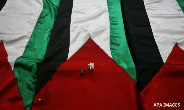A view of flag-drapped coffins containing the remains of Palestinian militants after the arrival of the caskets in Gaza City, 31 May 2012. Israel handed over the remains of dozens of militants to the Palestinians, saying...
