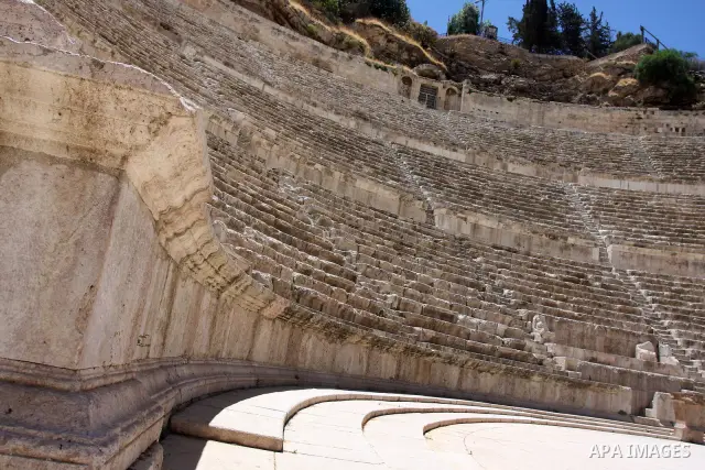 A general view for the Roman amphitheatre in Amman, Jordan, June 2, 2012. Amphitheatre of the most important Roman monuments in Amman, was built 161 years AD. Photo by Issam Rimawi