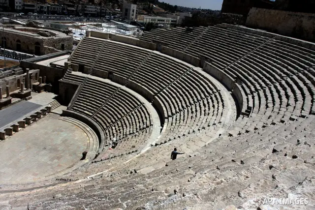 A general view for the Roman amphitheatre in Amman, Jordan, June 2, 2012. Amphitheatre of the most important Roman monuments in Amman, was built 161 years AD. Photo by Issam Rimawi