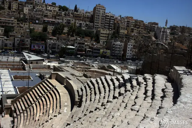 A general view for the Roman amphitheatre in Amman, Jordan, June 2, 2012. Amphitheatre of the most important Roman monuments in Amman, was built 161 years AD. Photo by Issam Rimawi
