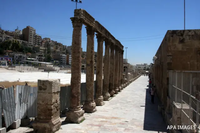 A general view for the Roman amphitheatre in Amman, Jordan, June 2, 2012. Amphitheatre of the most important Roman monuments in Amman, was built 161 years AD. Photo by Issam Rimawi