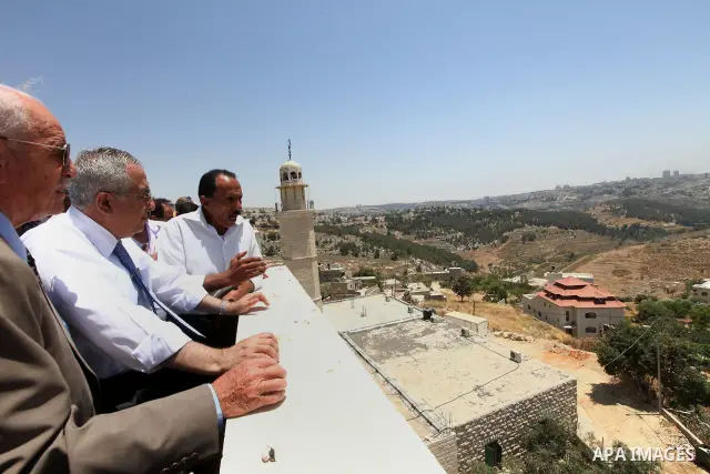 Palestinian Prime Minister, Salam Fayyad, visits to the village of Beit Acsa in the northwest of Jerusalem, on June 04, 2012. Photo by Mustafa Abu Dayeh