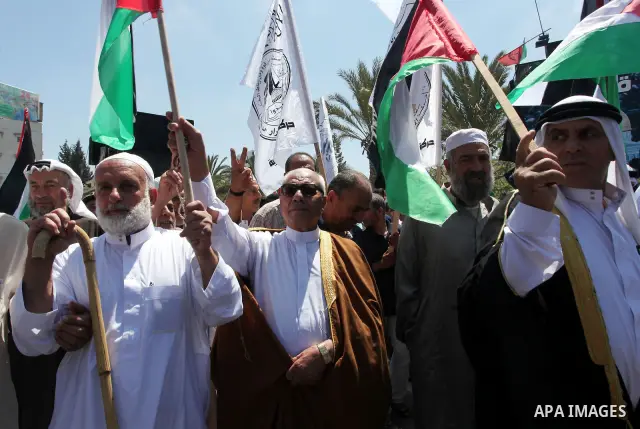 Palestinians during a rally in Gaza City marking the anniversary of the 1967 Middle East War June 5, 2012 Photo by Yasser Qudeh