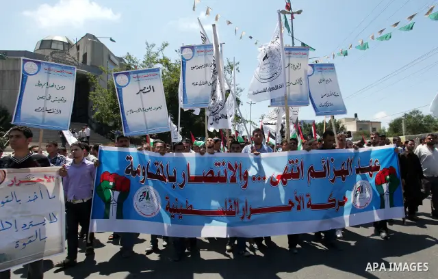 Palestinians during a rally in Gaza City marking the anniversary of the 1967 Middle East War June 5, 2012 Photo by Yasser Qudeh