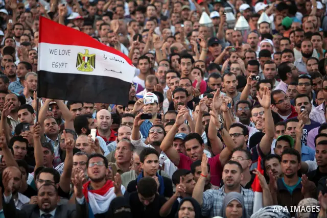 Egyptian protesters shout slogans against former President Hosni Mubarak and his aides during a fourth day of protests, in Tahrir square, Cairo, Egypt, 05 June 2012. Demonstrators gathered in Cairo's Tahrir Square, focal...