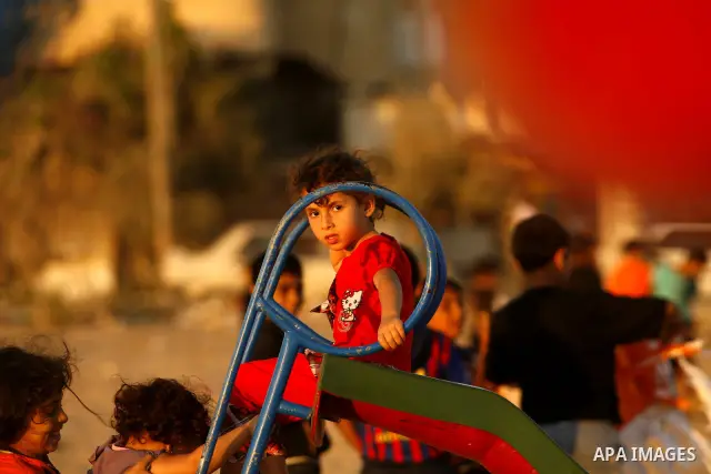 Palestinian children play at a park during the summer holiday in the Rafah refugee camp southern Gaza Strip on June 07, 2012. Photo by Eyad Al Baba
