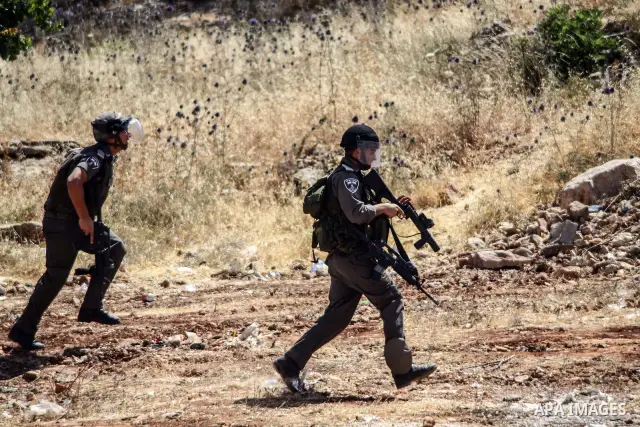 Israeli police clash with Palestinian protesters after a demonstration in front of Ofer prison, near the city of Ramallah, in solidarity with prisoners Mahmud Sarsak, Akram Rikhawi and Samir al-Baraka detained by Israel...