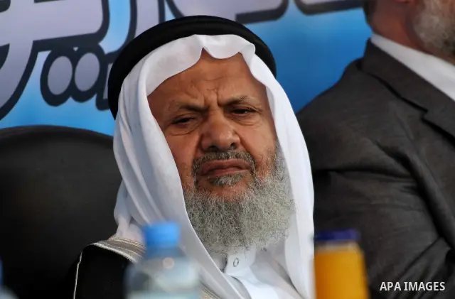 General Guide of the Muslim Brotherhood in Jordan, speaks during a graduation police officers ceremony at the police academy in Gaza City on June 13, 2012, making them the first batch of officers to graduate after four y...