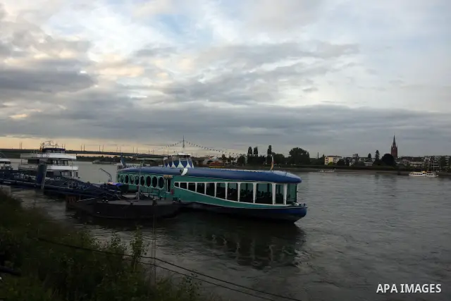 A ship in the River Rhine near the city of Bonn in Germany on 15 June 2012. The Rhine is one of the longest and most important rivers in Europe. It runs for over 1,232 km .Rhine flows through six countries -Switzerland,...