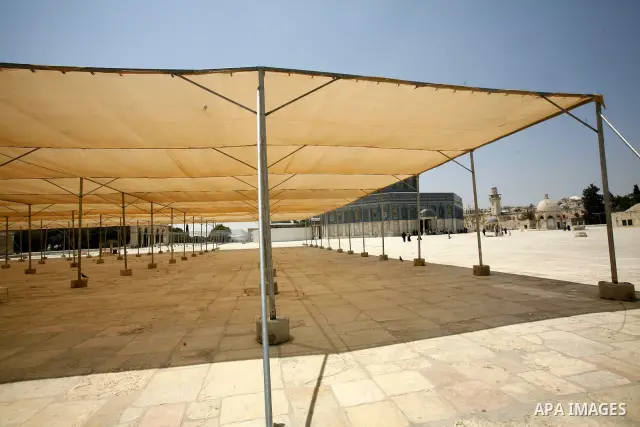 A general view in the Al-Aqsa mosque preparation for summer camps in the old city of Jerusalem on 19 June 2012. Photo by Mahfouz Abu Turk