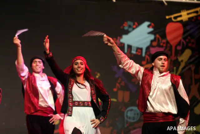 shows members of a local Palestinian dance company presenting their show during a dance festival Beir Ziet Nights (Liali Ber Ziet) at Ber Ziet University near the West Bank town of Ramallah, 18 June 2012. Photo by Issam...