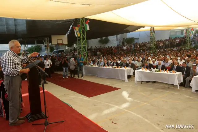 Palestinian Prime Minister, Salam Fayyad attends the opening of several centers in Hebron, in the West Bank of Hebron on June 24, 2012. Photo by Mahmoud Hrebat
