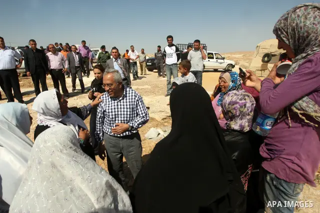 Palestinian Prime Minister, Salam Fayyad visits Khirbet Susiya, in the West Bank on June 24, 2012. Photo by Mahmoud Hrebat