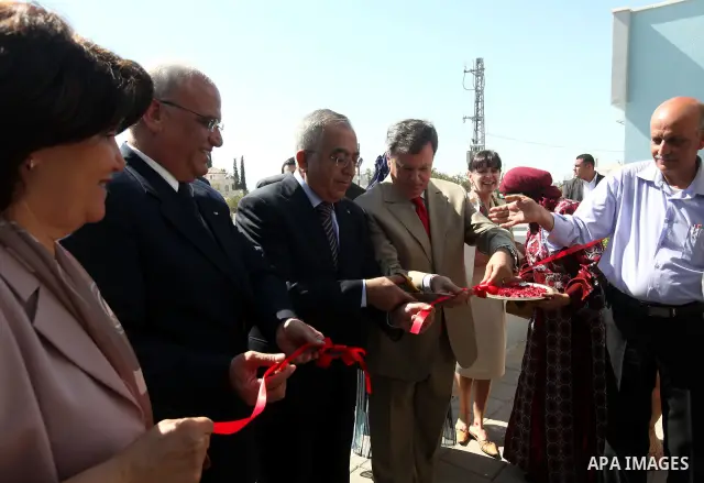 Palestinian Prime Minister Salam Fayyad during the opening of the care for the elderly Center "House of Grandparents", in the West Bank city of Jerico, on 04 July 2012. Photo by Mustafa Abu dayeh