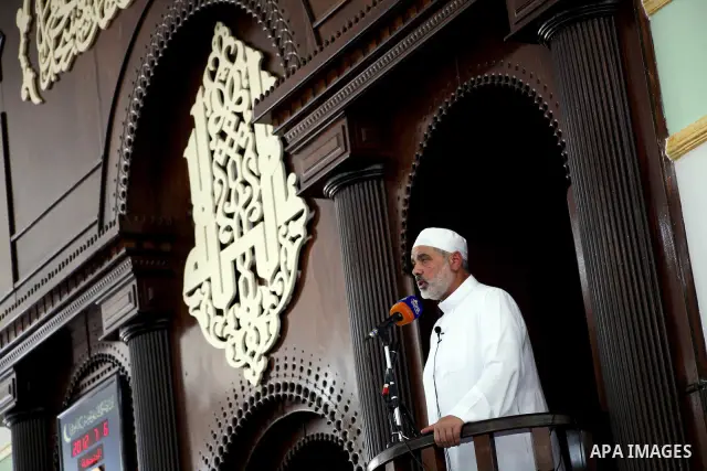 Palestinian Prime Minister in Gaza Ismail Haniyeh speaks during Friday prayer in Deir al-Balah in the center of Gaza Strip on 06 July 2012. A Palestinian official said Thursday, July 5, 2012 that Gaza's prime minister wi...