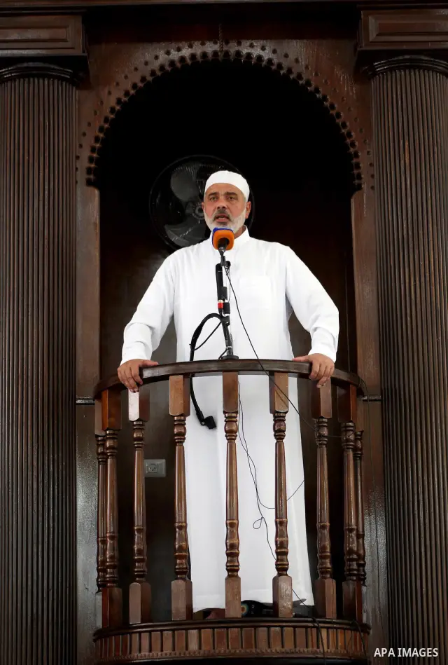 Palestinian Prime Minister in Gaza Ismail Haniyeh speaks during Friday prayer in Deir al-Balah in the center of Gaza Strip on 06 July 2012. A Palestinian official said Thursday, July 5, 2012 that Gaza's prime minister wi...