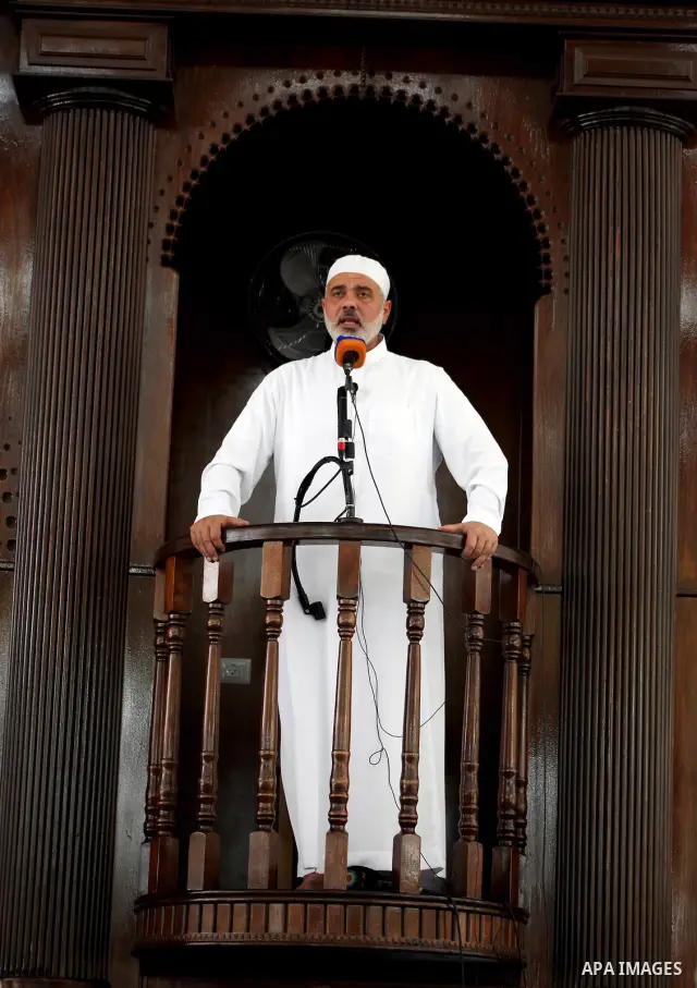 Palestinian Prime Minister in Gaza Ismail Haniyeh speaks during Friday prayer in Deir al-Balah in the center of Gaza Strip on 06 July 2012. A Palestinian official said Thursday, July 5, 2012 that Gaza's prime minister wi...
