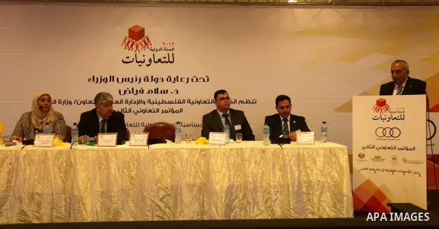 Palestinian Prime Minister, Salam Fayyad, participates at the second Conference Cooperative, in the West Bank city of Ramallah, on July 07. 07.2012. Photo by Mustafa Abu Dayeh