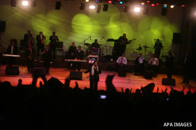 Egyptian singer Mohamed Fouad during a concert at the Palestine International Festival for singing and music in the West Bank city of Ramallah, on July 7, 2012. Photo by Issam Rimawi