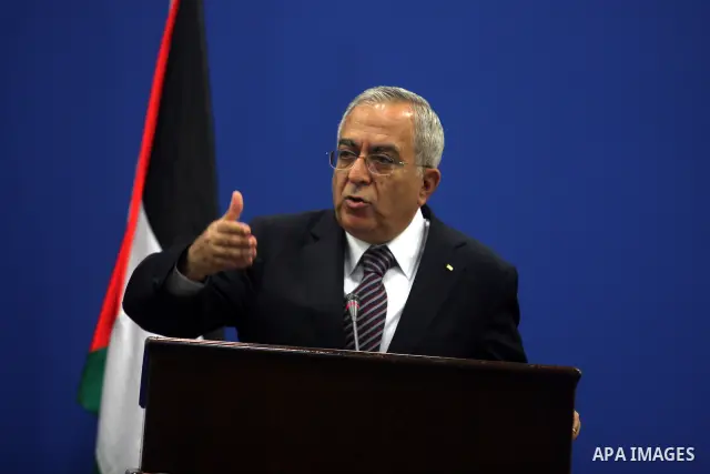 Palestinian Prime Minister Salam Fayyad, meets European Commission President Jose Manuel Barroso in the West Bank city of Ramallah July 8, 2012, as part of his first trip to Israel and the Palestinian territories. Photo...