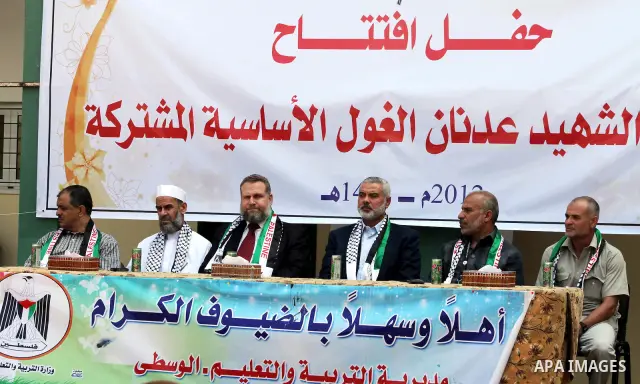 Palestinian Prime Minister in Gaza Ismail Haniyeh attends the opening of a new school in Zaytoon neighborhood Gaza city on 08 July 2012. A Palestinian official says Gaza's prime minister will head to Cairo within the nex...