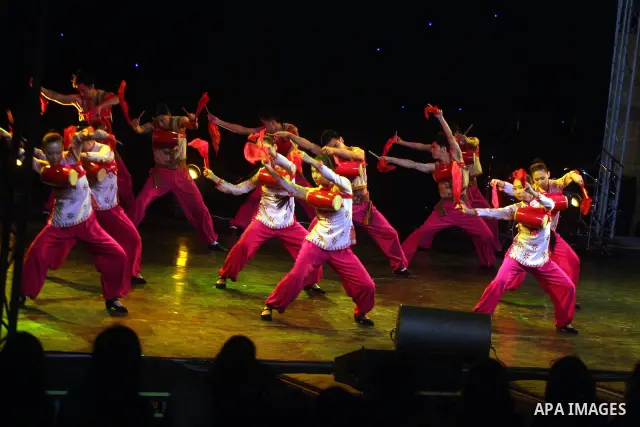 Dancers from China Disabled People's Performing Art Troupe, perform a show called ''My Dream'' during the last day of Palestine International Festival in the West Bank city of Ramallah on July 8, 2012. Photo by Issam Rim...