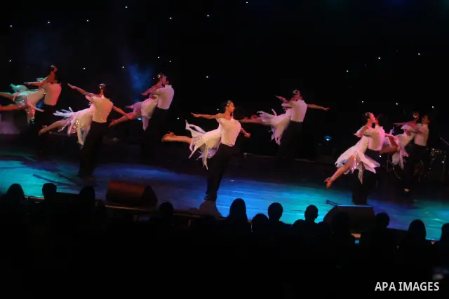 Dancers from China Disabled People's Performing Art Troupe, perform a show called ''My Dream'' during the last day of Palestine International Festival in the West Bank city of Ramallah on July 8, 2012. Photo by Issam Rim...
