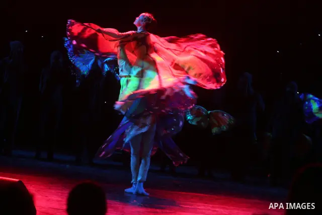 Dancers from China Disabled People's Performing Art Troupe, perform a show called ''My Dream'' during the last day of Palestine International Festival in the West Bank city of Ramallah on July 8, 2012. Photo by Issam Rim...