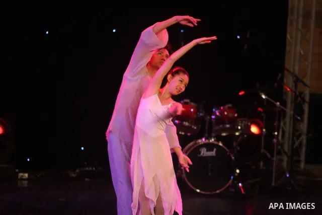Dancers from China Disabled People's Performing Art Troupe, perform a show called ''My Dream'' during the last day of Palestine International Festival in the West Bank city of Ramallah on July 8, 2012. Photo by Issam Rim...