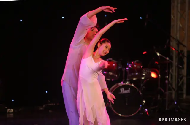 Dancers from China Disabled People's Performing Art Troupe, perform a show called ''My Dream'' during the last day of Palestine International Festival in the West Bank city of Ramallah on July 8, 2012. Photo by Issam Rim...