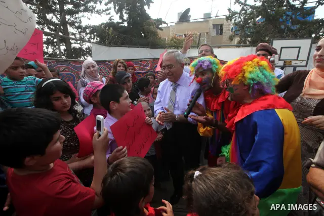 Palestinian Prime Minister Salam Fayyad attends celebrate in the opening of "Tree of Wishes" for the children of cancer patients Beit Jala city in the West Bank on 10 July 2012. Photo by Mustafa Abu Dayeh