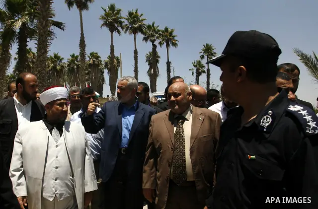 Palestinian Prime Minister in the Gaza Strip, Ismail Haniyeh visits Rafah border crossing in southern Gaza Strip, on July 11 2012. Islamic Relief provided million for the reconstruction of the Rafah border crossing betwe...