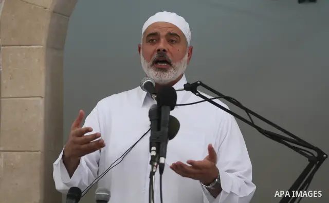 Palestinian Prime Minister in Gaza Ismail Haniyeh speaks during Friday prayer in Gaza City on 13 July 2012. Photo by Majdi Fathi
