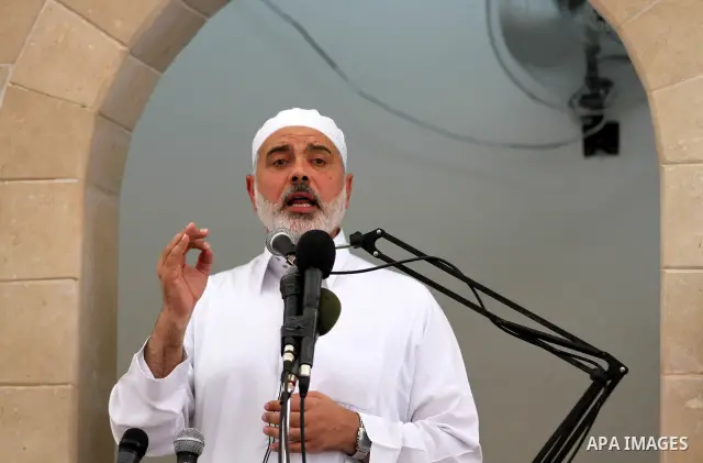 Palestinian Prime Minister in Gaza Ismail Haniyeh speaks during Friday prayer in Gaza City on 13 July 2012. Photo by Majdi Fathi