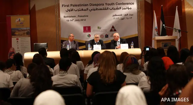 Palestinian Prime Minister, Salam Fayyad participate at the first expatriate Palestinian youth in the West Bank city of Bethlehem, on July, 14, 2012. Photo by Mustafa Abu Dayeh