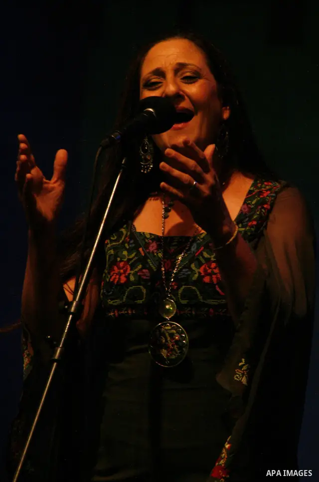Palestinian singer Reem Talhami during a concert at the Jerusalem Festival for singing and music, in the West Bank, city of Jerusalem , on July 14, 2012. Photo by Mahfouz Abu Turk