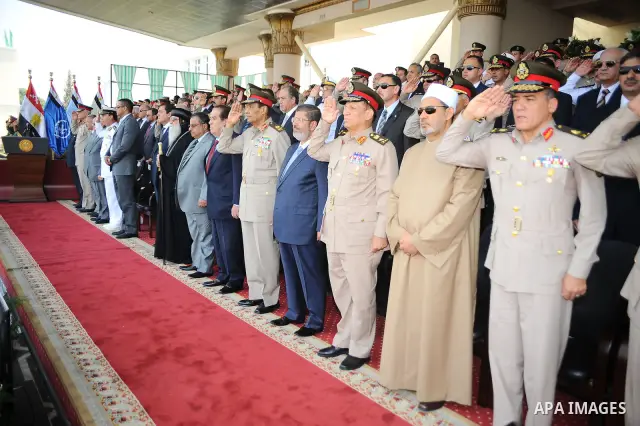 Egypt's Islamist President Mohamed Mursi during a medal ceremony for graduates at the Egyptian Military Academy in Cairo July 17, 2012. Fadi Fares / Egyptian Presidency