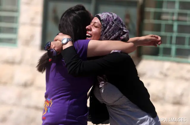 Palestinian high school student celebrated after hearing the results of their final exams known as "Tawjihi" in the West Bank city of Ramallah on July 19, 2012. The Ministry of Education in Gaza Strip and the West Bank a...